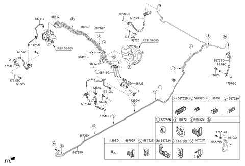 2017 Hyundai Genesis G90 Connector Assembly-Brake Fuel Line Diagram for 58723-D2000