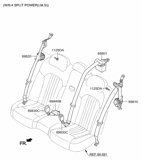 2017 Hyundai Genesis G90 Buckle Assembly-Rear Seat Belt,LH Diagram for 89830-D2000-NNB