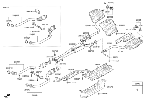 2010 Hyundai Elantra Touring Front Muffler Assembly, Right Diagram for 28601-D2620