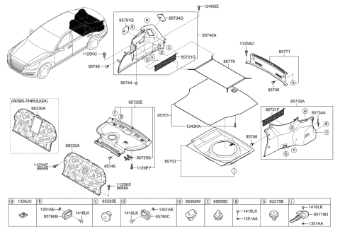 2019 Hyundai Genesis G90 Hook Assembly-Shopping Diagram for 85729-3T500