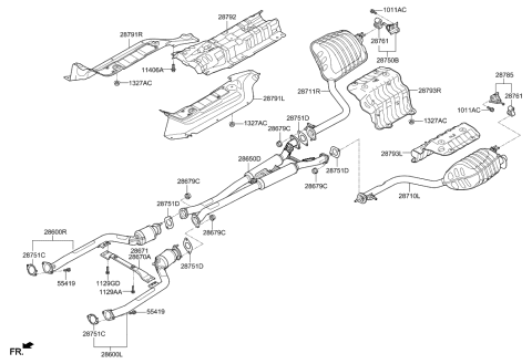 2019 Hyundai Genesis G90 Muffler & Exhaust Pipe Diagram 2