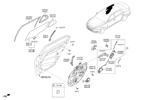 2018 Hyundai Genesis G90 Channel Assembly-Rear Door Division Diagram for 83520-D2010