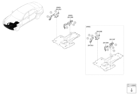 2017 Hyundai Genesis G90 Panel-Side Cover,LH Diagram for 29130-D2000