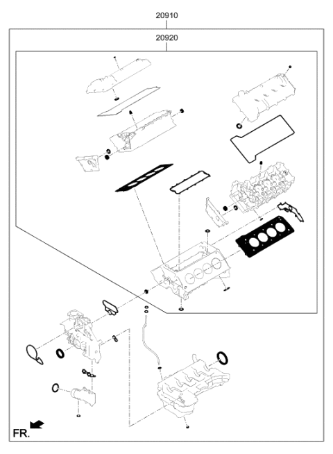 2019 Hyundai Genesis G90 Gasket Kit-Engine Overhaul Upper Diagram for 20920-3FU04