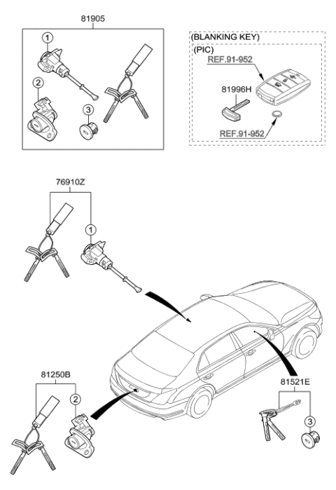 2017 Hyundai Genesis G90 Blanking Pic Key Diagram for 81996-D2000