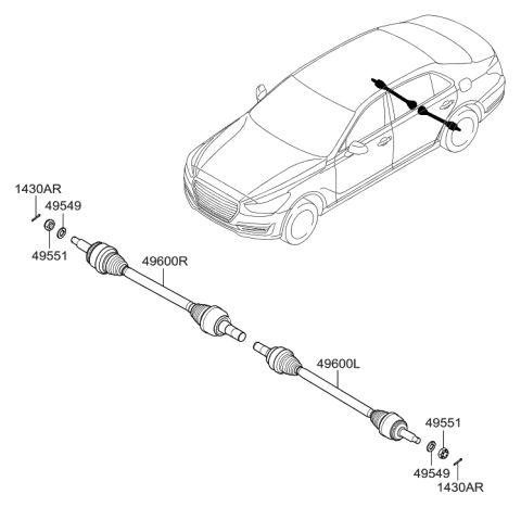 2018 Hyundai Genesis G90 Shaft Assembly-Drive Rear,LH Diagram for 49600-D2200