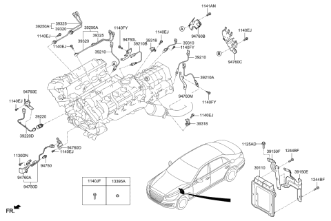 2018 Hyundai Genesis G90 Sensor-Camshaft Position Diagram for 39318-3L000