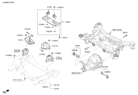 2019 Hyundai Genesis G90 Engine & Transaxle Mounting Diagram 1