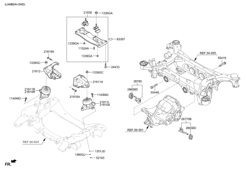 2018 Hyundai Genesis G90 Engine & Transaxle Mounting Diagram 1