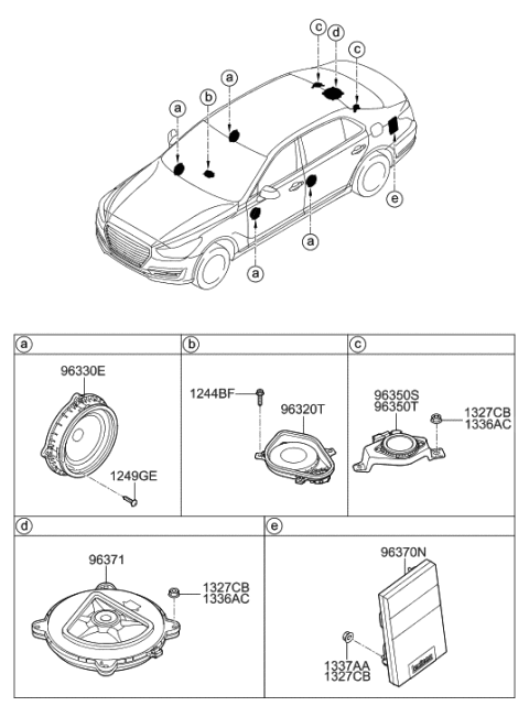 2019 Hyundai Genesis G90 Door Speaker And Protector Assembly, Front Diagram for 96330-D2500