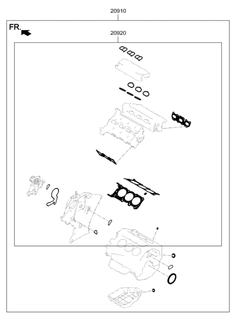 2017 Hyundai Genesis G90 Engine Gasket Kit Diagram 1