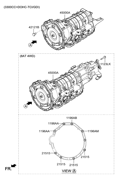 2017 Hyundai Genesis G90 Ata & Torque Converter Assembly Diagram for 45000-4J561