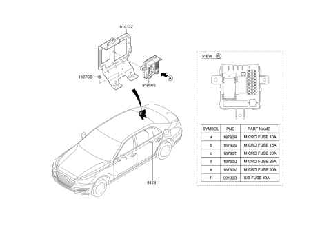 2017 Hyundai Genesis G90 Cable Assembly-T/LID Release Diagram for 81280-D2510