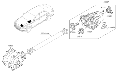 2019 Hyundai Genesis G90 ECU-4WD Diagram for 95447-4E200