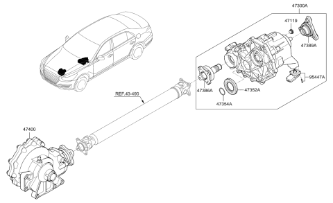 2012 Hyundai Elantra Touring Transfer Assembly Diagram for 47300-4E200