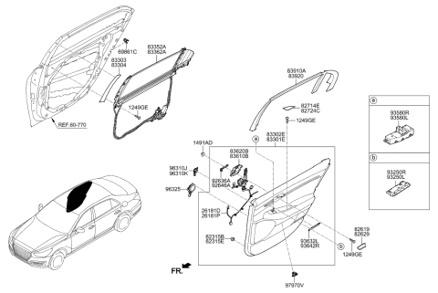 2017 Hyundai Genesis G90 Rear Door Trim Diagram