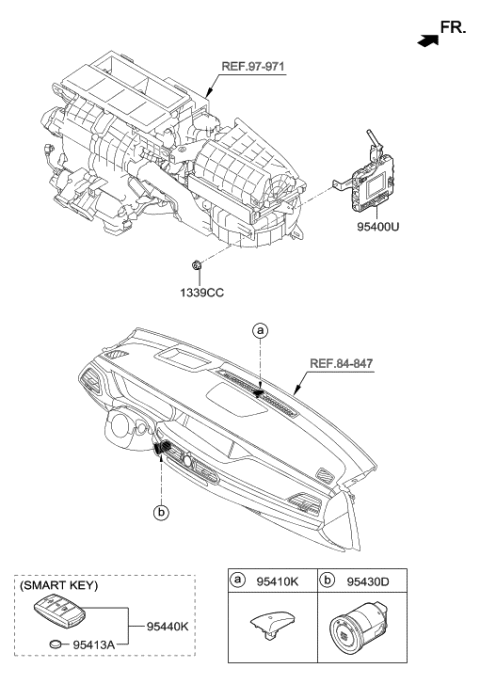 2017 Hyundai Genesis G90 Secruity Indicator Assembly Diagram for 95410-D2000-UUB