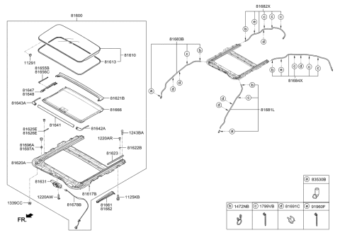 2017 Hyundai Genesis G90 Sunshade Assembly-Sunroof Diagram for 81666-D2010-SH2