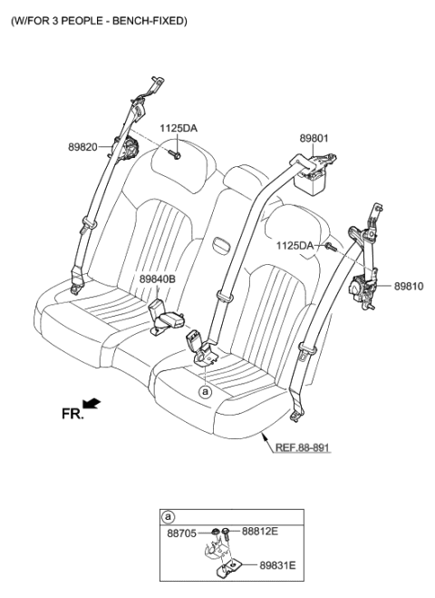 2019 Hyundai Genesis G90 Buckle Assembly-Rear Seat Belt,RH Diagram for 89840-D2100-VHC