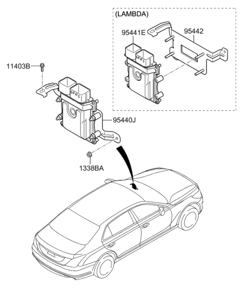 2019 Hyundai Genesis G90 Bracket-Transmission Control Module Diagram for 95442-47100