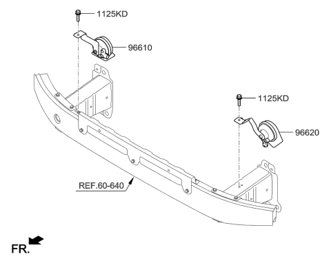 2017 Hyundai Genesis G90 Horn Assembly-Low Pitch Diagram for 96610-D2000