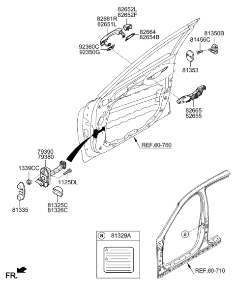 2019 Hyundai Genesis G90 Front Door Locking Diagram