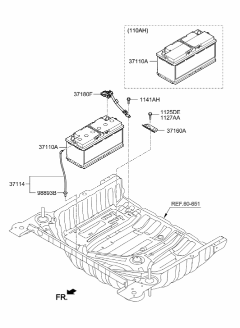 2011 Hyundai Elantra Touring Battery Sensor Assembly Diagram for 37180-D2000
