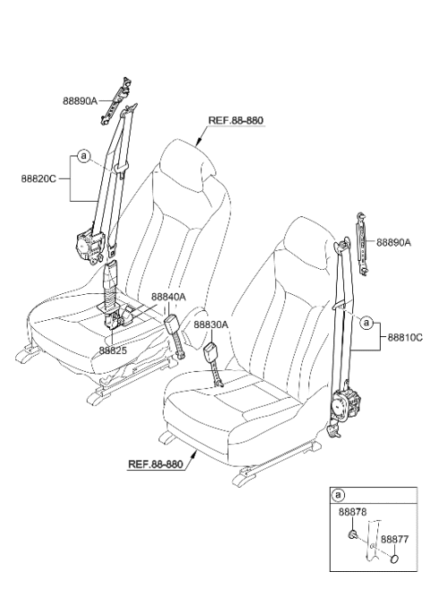 2014 Hyundai Azera Buckle Assembly-Front Seat Belt,LH Diagram for 88830-3V500-YDA