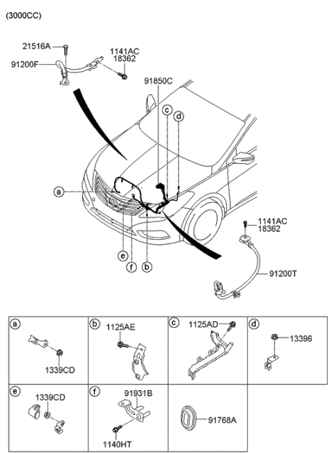 2012 Hyundai Azera Wiring Assembly-Engine Ground Diagram for 91860-3V020