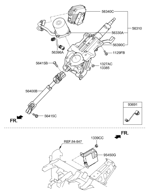 2011 Hyundai Azera Switch Assembly-Tilt & Tele Diagram for 93691-3V000