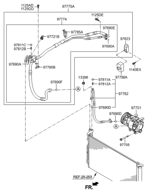 1998 Hyundai Sonata Compressor Assembly Diagram for 97701-3R200
