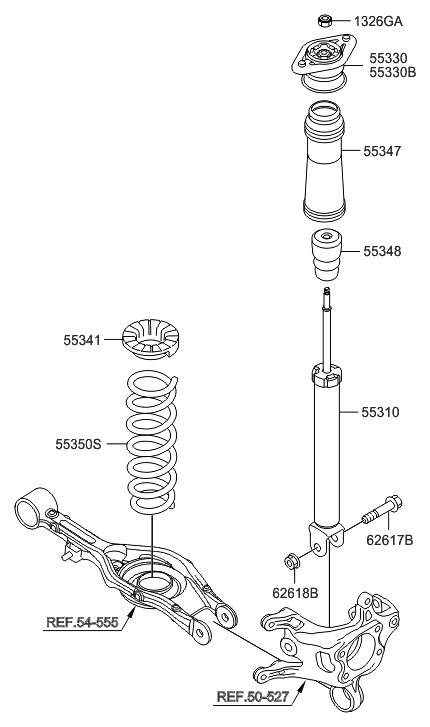 2014 Hyundai Azera Rear Shock Absorber Assembly Diagram for 55311-3V080