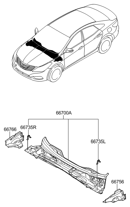 2012 Hyundai Azera Cowl Panel Diagram