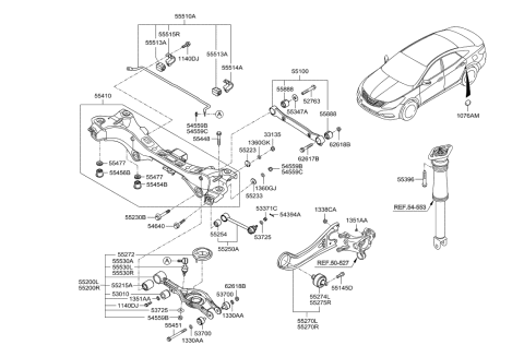 2014 Hyundai Azera Arm Complete-Rear Lower,RH Diagram for 55220-3V050