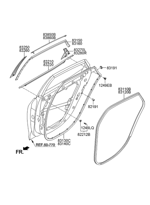 2013 Hyundai Azera Rear Door Moulding Diagram