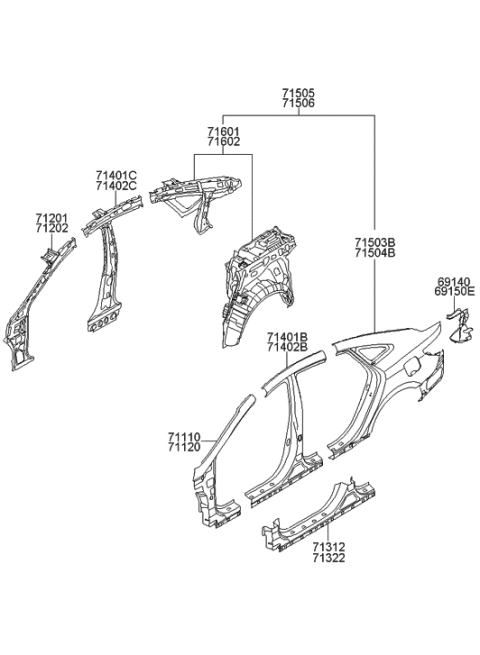 2011 Hyundai Azera Side Body Panel Diagram