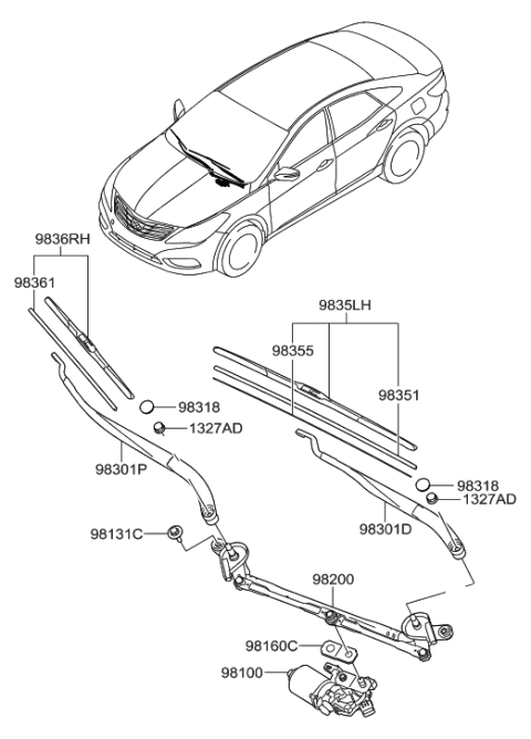 2012 Hyundai Azera Windshield Wiper Diagram