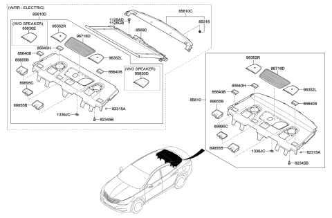 2013 Hyundai Azera Grille Assembly-Speaker,RH Diagram for 85635-3V020-HZ