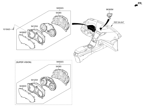 2013 Hyundai Azera Cluster Assembly-Instrument Diagram for 94011-3V100