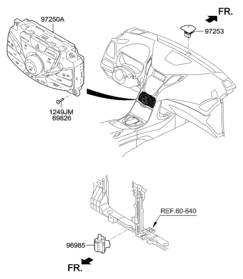 2001 Hyundai Sonata Heater Control Assembly Diagram for 97250-3V500-4X