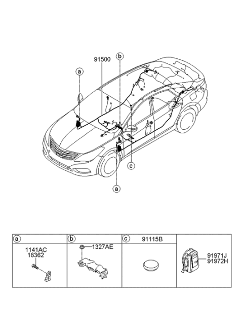 2001 Hyundai Sonata Wiring Assembly-Floor Diagram for 91342-3V090