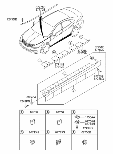 2011 Hyundai Azera Moulding Assembly-Side Sill,LH Diagram for 87751-3V000