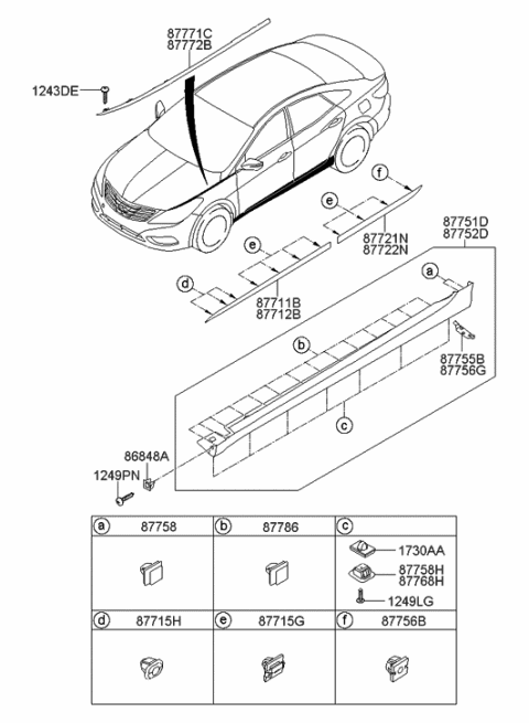 1998 Hyundai Sonata Moulding Assembly-Waist Line Front Door,RH Diagram for 87712-3V000