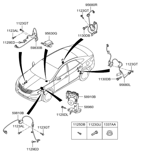 2011 Hyundai Azera Sensor Assembly-Abs Real Wheel ,LH Diagram for 59910-3V010