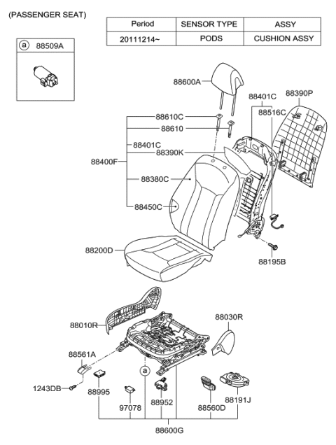 2011 Hyundai Azera Track Assembly-Front Seat Passenger Diagram for 88213-3V330