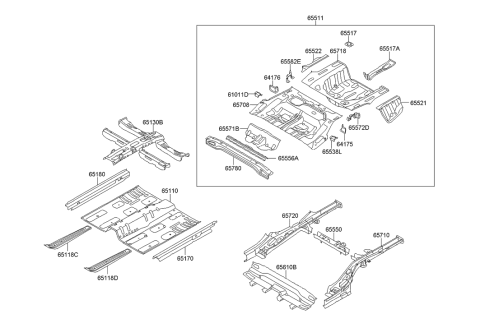 2000 Hyundai Sonata Member Assembly-Rear Floor Side,RH Diagram for 65720-3V100