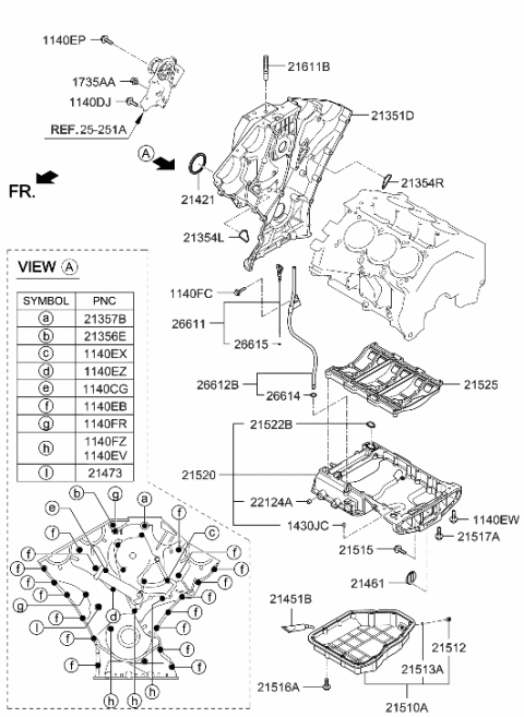 2014 Hyundai Azera Belt Cover & Oil Pan Diagram