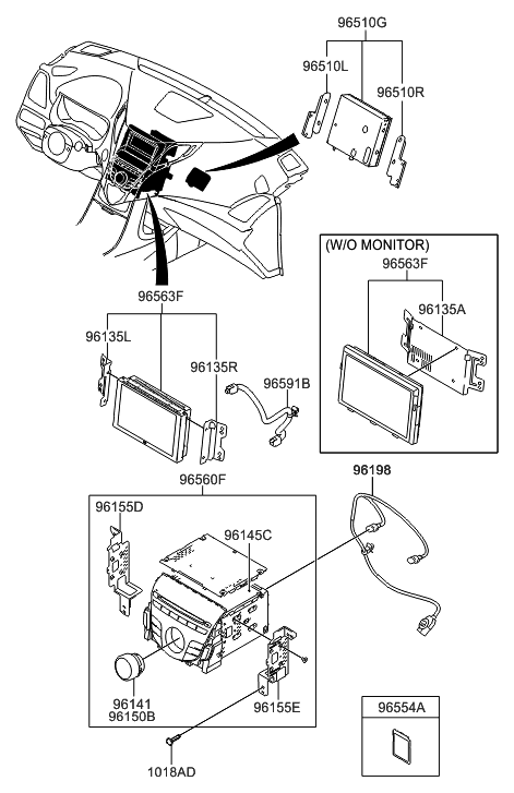 1999 Hyundai Sonata Bracket-Set Mounting,LH Diagram for 96175-3V500