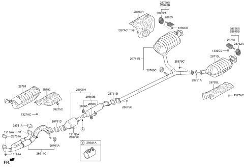 2012 Hyundai Azera Muffler & Exhaust Pipe Diagram