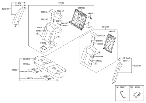 2014 Hyundai Azera Cushion Assembly-Rear Seat Diagram for 89100-3V130-XBE